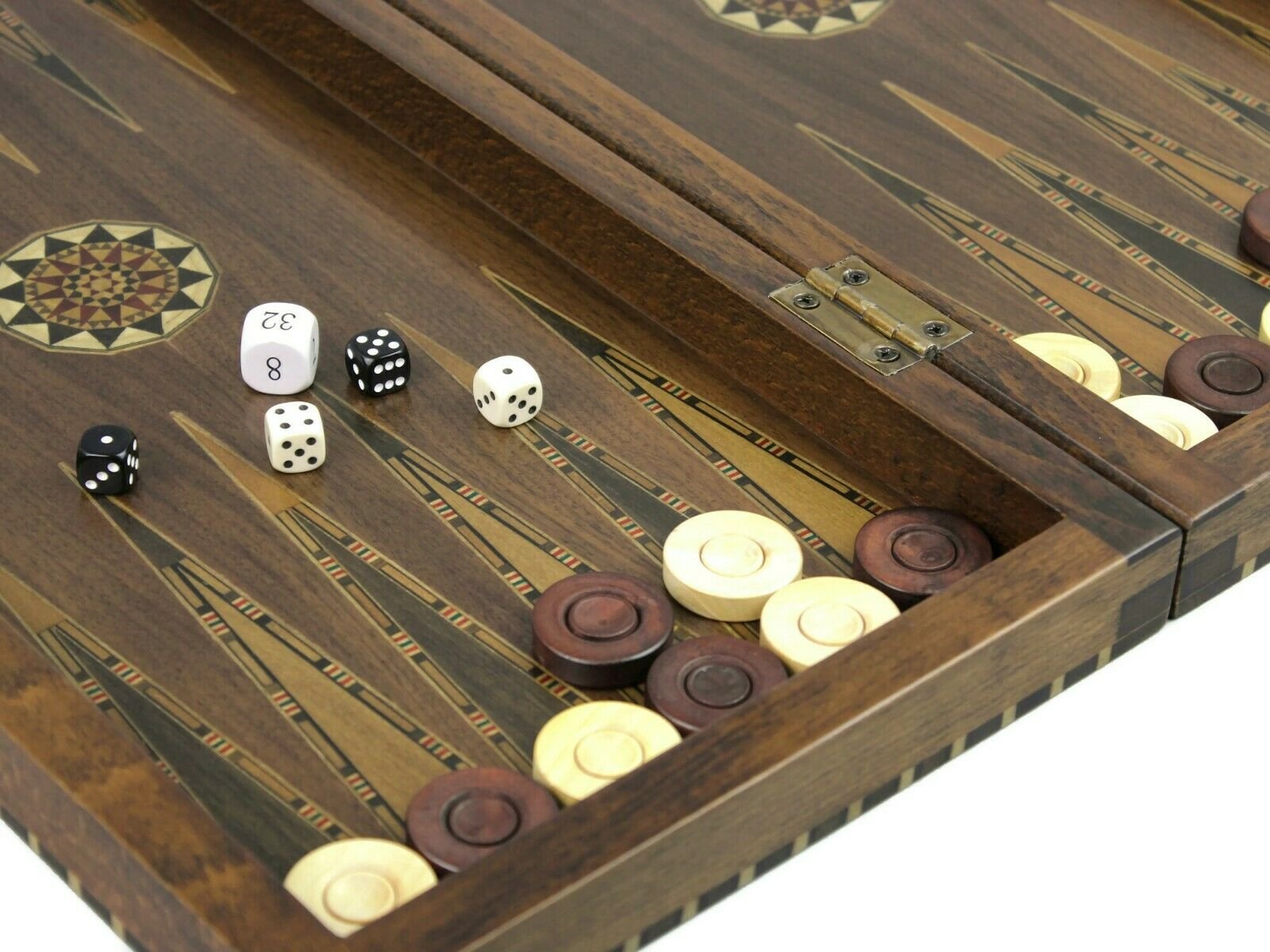 walnut backgammon set mother of pearl